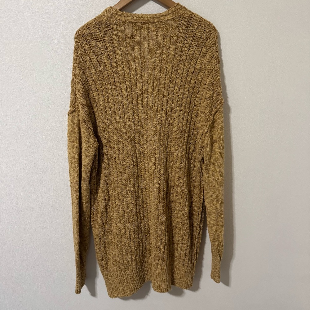 Free People Sunset Drive Oversized Cardigan Sweater Golden Mustard Button V-M - Picture 3 of 11